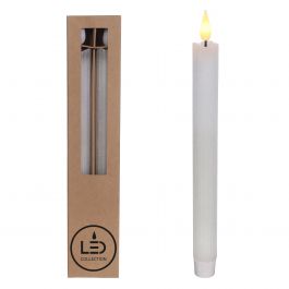 Bougie crayon LED Ø2,1 h. 25cm blanc (Ensemble de 2 pcs) [IFS-32587]