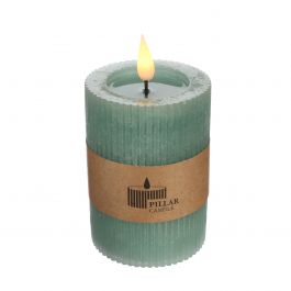 Bougie pilier LED Ø7 h. 10cm vert eucalyptus (1 pc) [IFS-32625]