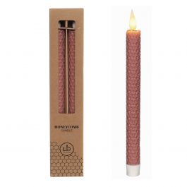 Bougie nid d'abeille LED Ø2.2 h. 25cm mauve (Ensemble de 2 pcs) [IFS-32689]