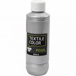 Textielkleur, parelmoer, zilver, 250 ml/ 1 fles [HOB-33762]