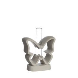 Base en ciment en forme de papillon avec tube en verre 10x14cm, 4cm de profondeur (1 pièce) [IFS-34011]