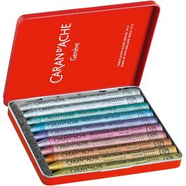 CARAN D’ACHE Neocolor I, L: 10 cm, dikte 8,5 mm, metallic kleuren, 10 stuk/ 1 doos [HOB-34012]