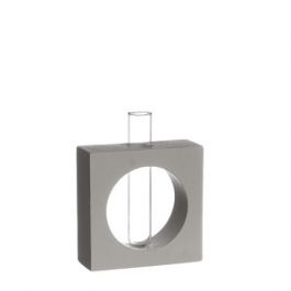 Base en ciment en forme de carré avec tube en verre 10x14cm, 4cm de profondeur (1 pièce) [IFS-34012]