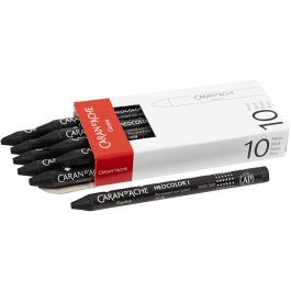 CARAN D’ACHE Neocolor I, L: 10 cm, dikte 8,5 mm, black (009), 10 stuk/ 1 doos [HOB-34021]