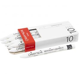 Caran d'Ache Aquarelle Neocolor 2, L: 10cm, ép. 8,5 mm, white (001), 10 pièces/ 1 Pq. [HOB-34050]