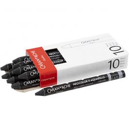 Caran d'Ache Aquarelle Neocolor 2, L: 10cm, ép. 8,5 mm, black (009), 10 pièces/ 1 Pq. [HOB-34051]