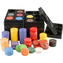 Waterverf, H: 16 mm, d 44 mm, diverse kleuren, 1 set [HOB-34499]