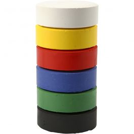 Waterverf, H: 19 mm, d 57 mm, primair kleuren, 6 stuk/ 1 doos [HOB-34566]