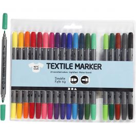 Feutres textiles, trait 2,3+3,6 mm, couleurs classiques, 20 pièces/ 1 Pq. [HOB-34817]