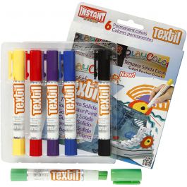 Playcolor textielverf, L: 14 cm, diverse kleuren, 5 gr, 6 stuk/ 1 doos [HOB-34859]