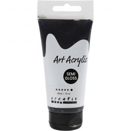 Acryl Verf, semi-glanzend, dekkend, zwart, 75 ml/ 1 fles [HOB-35158]