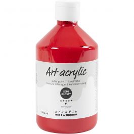 Peinture Acrylique, semi-brillant, semi transparent, rouge primaire, 500 ml/ 1 flacon [HOB-35404]