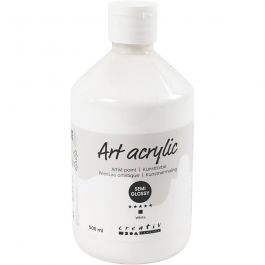 Acryl Verf, semi-glanzend, dekkend, wit, 500 ml/ 1 fles [HOB-35410]