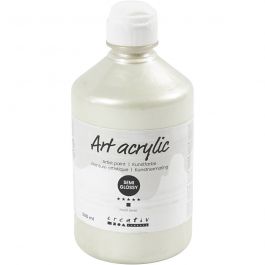 Acryl Verf, semi-glanzend, dekkend, pearl silver, 500 ml/ 1 fles [HOB-35432]