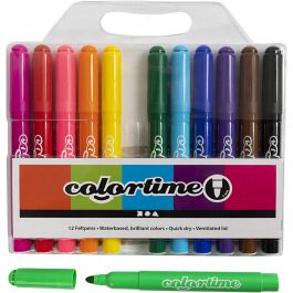 Feutres Colortime, trait 5 mm, couleurs classiques, 12 pièces/ 1 Pq. [HOB-37330]
