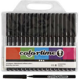 Feutre Colortime, trait: 2 mm, noir, 18pièces [HOB373561]