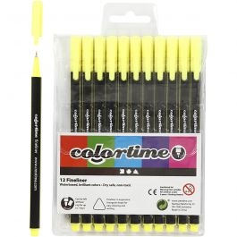 Feutres Fineliner Colortime, trait 0,6-0,7 mm, jaune, 12 pièces/ 1 Pq. [HOB-373637]