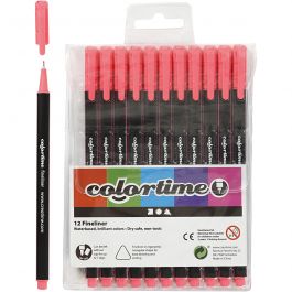Feutres Fineliner Colortime, trait 0,6-0,7 mm, rose, 12 pièces/ 1 Pq. [HOB-373639]