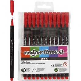 Feutres Fineliner Colortime, trait 0,6-0,7 mm, rouge, 12 pièces/ 1 Pq. [HOB-373640]