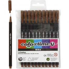 Feutres Fineliner Colortime, trait 0,6-0,7 mm, brun, 12 pièces/ 1 Pq. [HOB-373642]