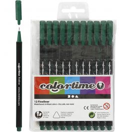 Feutres Fineliner Colortime, trait 0,6-0,7 mm, vert foncé, 12 pièces/ 1 Pq. [HOB-373654]