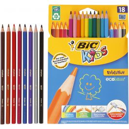 BIC Evolution Kleurpotloden, zeskantig, L: 17,5 cm, vulling 3 mm, diverse kleuren, 18 stuk/ 1 doos [HOB-37589]