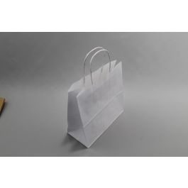 Draagtassen Papier Wit 32x12x41cm Kraft 100 g/gm met gedraaid handvat (50 stuks) [PAMW3241]