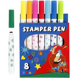 Stempelstiften, diverse kleuren, 8 stuk/ 1 doos [HOB-37985]