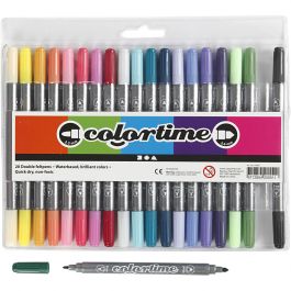 Feutres Colortime Double Pointe, trait 2,3+3,6 mm, couleur extra, 20 pièces/ 1 Pq. [HOB-37992]