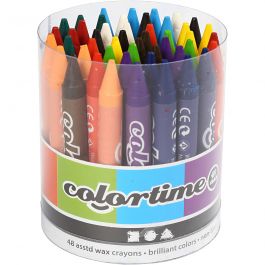 Colortime Kleurkrijt, L: 10 cm, dikte 11 mm, diverse kleuren, 48 stuk/ 1 doos [HOB-38138]