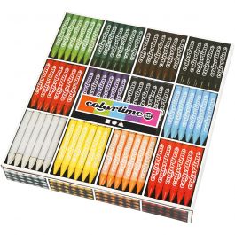 Colortime Kleurkrijt, L: 10 cm, dikte 11 mm, diverse kleuren, 12x24 stuk/ 1 doos [HOB-38139]