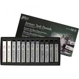 Pastels Tendres Gallery Set, L: 6,5cm, ép. 10 mm, harmonie noir/blanc, 12 pièces/ 1 Pq. [HOB-38160]