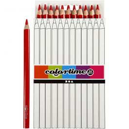 Crayons de Couleur Colortime, L: 17,45cm, mine 5 mm, JUMBO, rouge, 12 pièces/ 1 Pq. [HOB-38172]