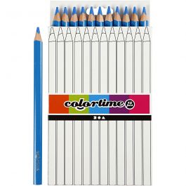 Crayons de Couleur Colortime, L: 17,45cm, mine 5 mm, JUMBO, bleu, 12 pièces/ 1 Pq. [HOB-38176]