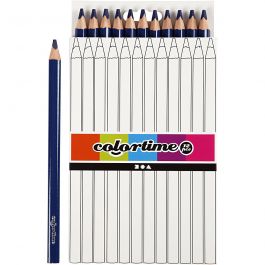 Crayons de Couleur Colortime, L: 17,45cm, mine 5 mm, JUMBO, bleu foncé, 12 pièces/ 1 Pq. [HOB-38177]