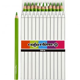 Crayons de Couleur Colortime, L: 17,45cm, mine 5 mm, JUMBO, vert clair, 12 pièces/ 1 Pq. [HOB-38178]