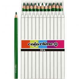 Crayons de Couleur Colortime, L: 17,45cm, mine 5 mm, JUMBO, vert, 12 pièces/ 1 Pq. [HOB-38179]