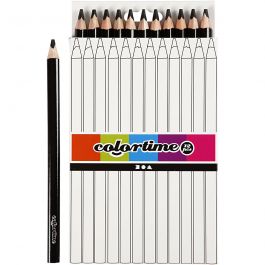 Crayons de Couleur Colortime, L: 17,45cm, mine 5 mm, JUMBO, noir, 12 pièces/ 1 Pq. [HOB-38181]