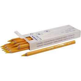 Super Ferby 1 Kleurpotloden, L: 18 cm, vulling 6,25 mm, geel, 12 stuk/ 1 doos [HOB-38353]