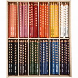 Groove Kleurpotloden, L: 18 cm, vulling 4.25 mm, diverse kleuren, 12x12 stuk/ 1 doos [HOB-38504]