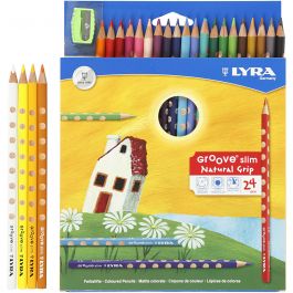 Crayons de couleur Groove Slim, L: 18cm, mine 3,3 mm, ass. de couleurs, 24 pièces/ 1 Pq. [HOB-38506]