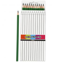 Colortime Kleurpotloden, L: 17 cm, vulling 3 mm, groen, 12 stuk/ 1 doos [HOB-38579]