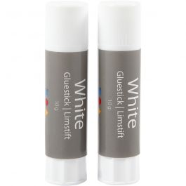 Witte lijmstift, rond, 10 gr, 2 stuk/ 1 doos [HOB-390440]