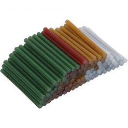 Lijmstiften Mini, L: 10 cm, d 7 mm, glitter, goud, groen, rood, zilver, 100 stuk/ 1 doos [HOB-39147]