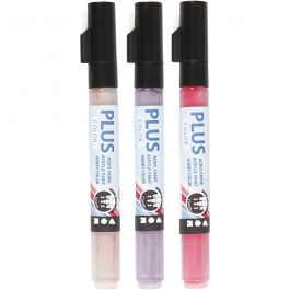 Plus Color Marker, L: 14,5 cm, lijndikte 1-2 mm, fuchsia, dusty rose, dark lilac, 5,5 ml, 3 stuk/ 1 doos [HOB-39895]