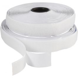 Klitteband haak en lussluiting, zelfklevend, B: 20 mm, wit, 5 m/ 1 rol [HOB-41020]
