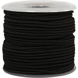 Cordon élastique, ép. 2 mm, noir, 25 m/ 1 rouleau [HOB-410370]