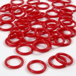 Bague en plastique, dim. 15 mm, ép. 2 mm, rouge, 50 pièces/ 1 Pq. [HOB-41258]