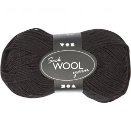 Pelote de Laine pour Chaussettes, L : 200 M, noir, 50 gr/ 1 boule [HOB-41315]