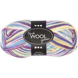 Pelote de Laine pour Chaussettes, L : 200 M, harmonie violet/rose, 50 gr/ 1 boule [HOB-41317]